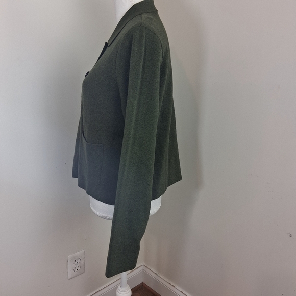J. Crew Factory Dark Green Women's Cropped Oline Green Cardigan Size Large NWT - Picture 6 of 8